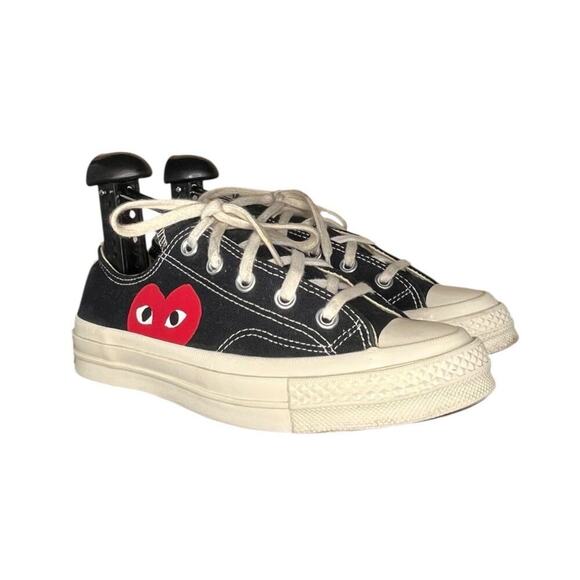 ***SOLD*** Converse x Comme des Garçons Play One Heart Black Chuck Sneakers W6 - Picture 3 of 6